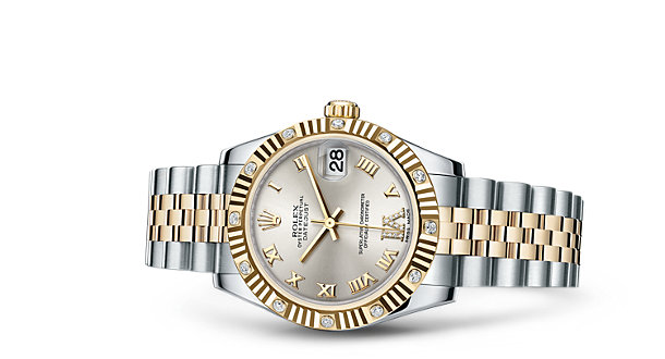 Rolex Lady-Datejust 178313 Replica Watches With 18CT Golden Crowns